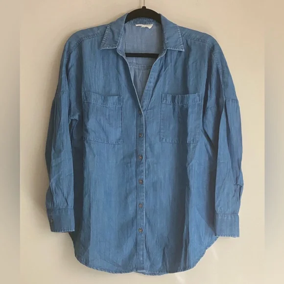 Lou & Grey Soft Denim Button Up Top - Picture 1 of 8